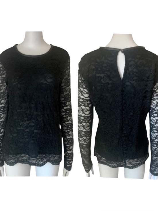 Brochu Walker Tops - BROCHU WALKER Silk Lace Blouse Sheer Long Sleeves Black Style# HY13965